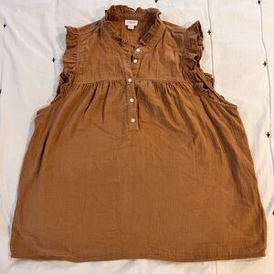 J. Crew Brown Ruffled Blouse
